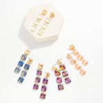 Wholesale linked Glass Crystal Squares Drop Earrings Square Posts L