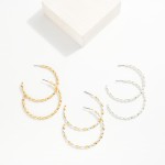Wholesale oval Beaded Wire Hoop Earring Metal Tones L