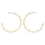Wholesale oval Beaded Wire Hoop Earring Metal Tones L