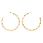 Wholesale metal Beaded Hoop Earrings Textured Metal Beads D