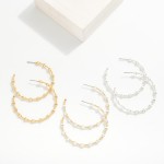 Wholesale metal Beaded Hoop Earrings Textured Metal Beads D
