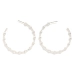 Wholesale metal Beaded Hoop Earrings Textured Metal Beads D