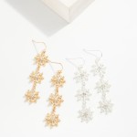 Wholesale linked Metal Snowflake Drop Earrings Rhinestone Details L