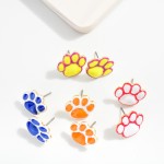 Wholesale painted Metal Paw Print Stud Earrings L