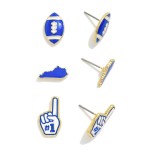 Wholesale set Three Enamel Stud Game Day Earrings L