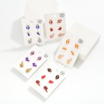 Wholesale set Three Enamel Stud Game Day Earrings L