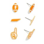 Wholesale set Three Enamel Stud Game Day Earrings L