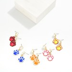 Wholesale enamel Paw Print Post Drop Earrings Pearl Post Gold Dipped L