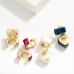 Wholesale acetate Metal Square Hoop Earrings D