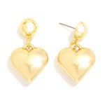 Wholesale metal Puffy Heart Post Drop Earrings L