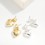 Wholesale metal Puffy Heart Post Drop Earrings L