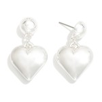 Wholesale metal Puffy Heart Post Drop Earrings L