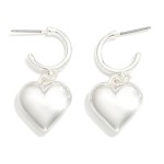 Wholesale metal Hoop Drop Earrings Puffy Heart Dangle L