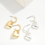 Wholesale metal Hoop Drop Earrings Puffy Heart Dangle L