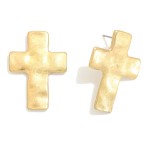 Wholesale hammered Metal Cross Post Drop Earrings L