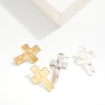 Wholesale hammered Metal Cross Post Drop Earrings L