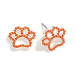 Wholesale rhinestone Studded Hollow Paw Print Stud Earrings L