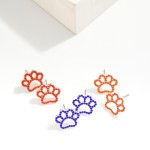 Wholesale rhinestone Studded Hollow Paw Print Stud Earrings L