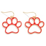 Wholesale hollow Enamel Paw Print Drop Earrings L
