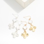 Wholesale pearl Clover Drop Earring Linked Textured Metal Clover L