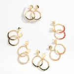 Wholesale metal Linked Hammered Circle Drop Earrings Rhinestone Circle L