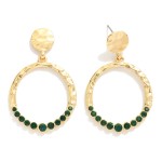 Wholesale metal Linked Hammered Circle Drop Earrings Rhinestone Circle L