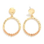 Wholesale metal Linked Hammered Circle Drop Earrings Rhinestone Circle L