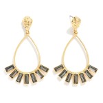 Wholesale hammered Metal Post Teardrop Drop Earrings Square Rhinestone Metal Bor