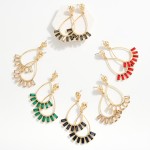 Wholesale hammered Metal Post Teardrop Drop Earrings Square Rhinestone Metal Bor