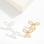 Wholesale metal Bead Bow Post Drop Earrings L Brass Base