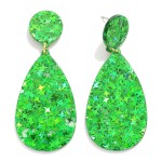 Wholesale glitter Resin Teardrop Post Drop Earrings L