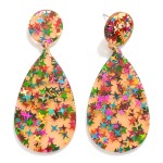Wholesale glitter Resin Teardrop Post Drop Earrings L