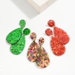 Wholesale glitter Resin Teardrop Post Drop Earrings L