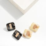 Wholesale short Marbled Acetate Square Earrings Textured Square Diameter