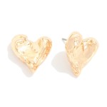 Wholesale concave Metal Heart Large Stud Earrings L
