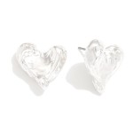 Wholesale concave Metal Heart Large Stud Earrings L