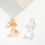Wholesale concave Metal Heart Large Stud Earrings L