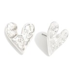 Wholesale textured Metal Heart Large Sud Earrings L