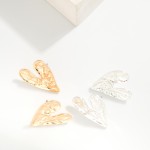 Wholesale textured Metal Heart Large Sud Earrings L