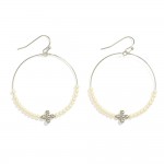 Wholesale pearl Beaded Wire Hoop Drop Earrings Bubble Criss Cross Detail L