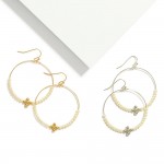 Wholesale pearl Beaded Wire Hoop Drop Earrings Bubble Criss Cross Detail L