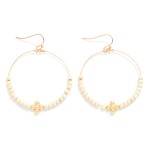 Wholesale beaded Wire Drop Hoop Earrings Metal Bubble Criss Cross Detail L