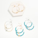 Wholesale beaded Wire Drop Hoop Earrings Metal Bubble Criss Cross Detail L