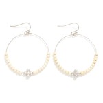 Wholesale beaded Wire Drop Hoop Earrings Metal Bubble Criss Cross Detail L