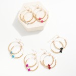 Wholesale metal Beaded Hoop Drop Earrings Bubble Criss Cross Accent