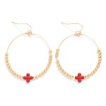 Wholesale metal Beaded Hoop Drop Earrings Bubble Criss Cross Accent