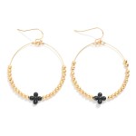 Wholesale metal Beaded Hoop Drop Earrings Bubble Criss Cross Accent