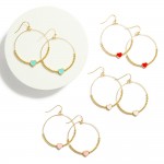 Wholesale metal Beaded Wire Hoop Drop Earrings Enamel Heart Detail L