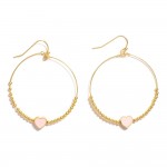 Wholesale metal Beaded Wire Hoop Drop Earrings Enamel Heart Detail L