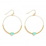 Wholesale metal Beaded Wire Hoop Drop Earrings Enamel Heart Detail L